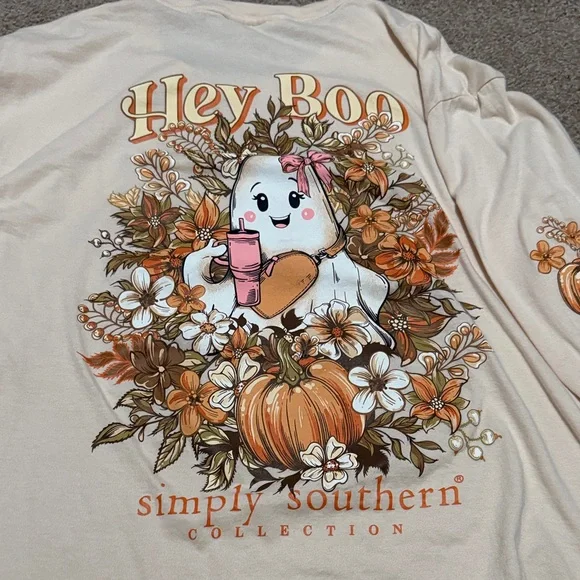 Simply Southern Hey Boo Long Sleeve Tee, XL - Picture 1 of 4